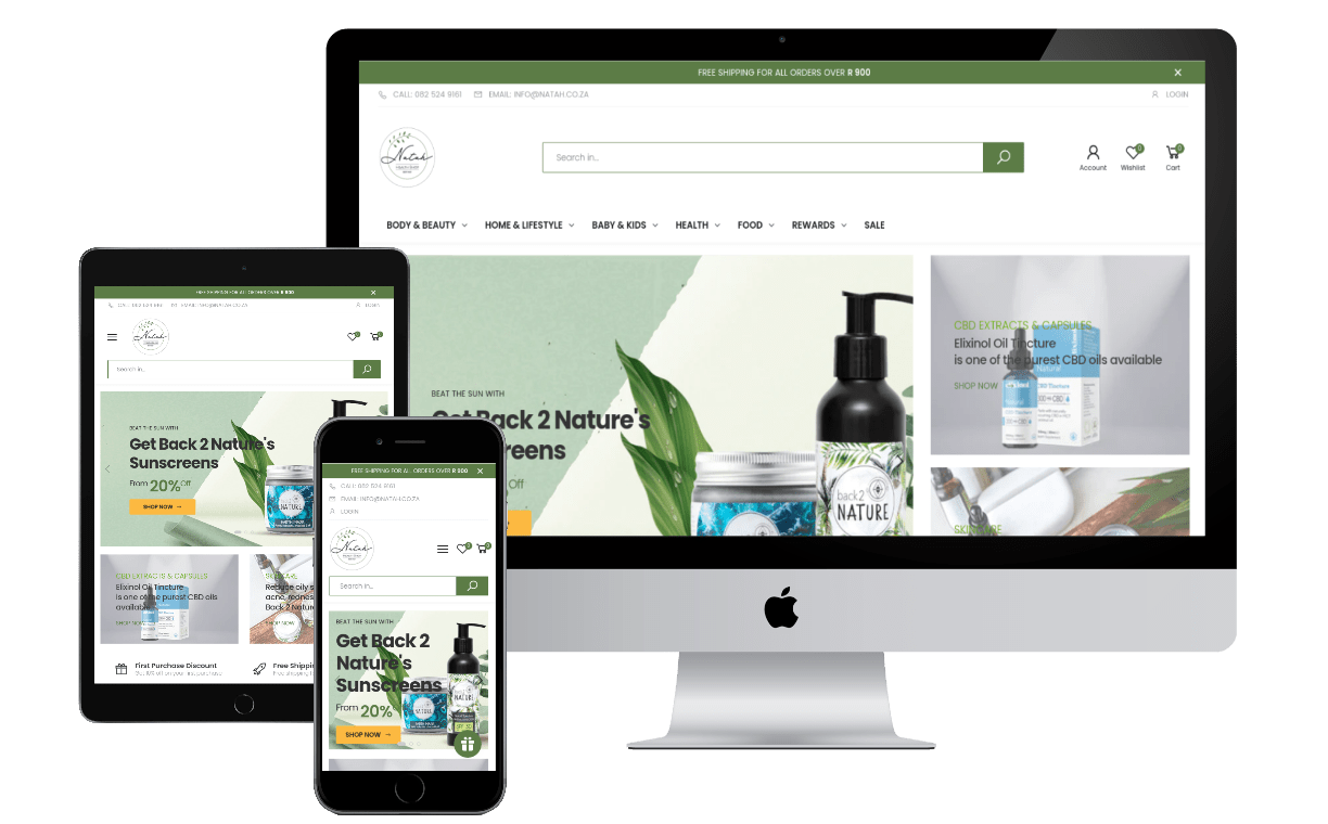 Natah Health Shop website